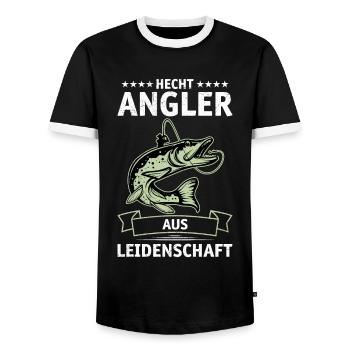 HECHT ANGLER AUS LEIDENSCHAFT Lustiges Angeln - Männer Kontrast-T-Shirt - Schwarz/Weiß - Vorne - AI Model Female 172 light (172cm) & AI Model Male 178 light (178cm)