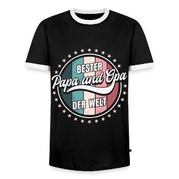 Großvater BESTER PAPA UND OPA DER WELT Opi - Männer Kontrast-T-Shirt - Schwarz/Weiß - Vorne - AI Model Female 172 light (172cm) & AI Model Male 178 light (178cm)