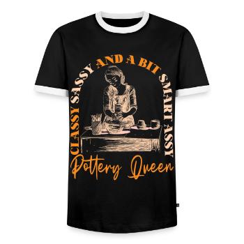 Poterie Céramique Artiste Classy - T-shirt contrasté Homme - noir/blanc - Devant - AI Model Female 172 light (172cm) & AI Model Male 178 light (178cm)