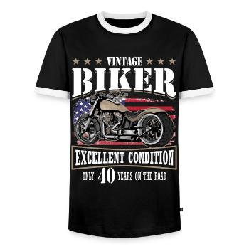 40 Anniversaire 1985 Moto Moto - T-shirt contrasté Homme - noir/blanc - Devant - AI Model Female 172 light (172cm) & AI Model Male 178 light (178cm)