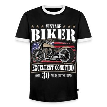 30 Anniversaire 1995 Moto Moto - T-shirt contrasté Homme - noir/blanc - Devant - AI Model Female 172 light (172cm) & AI Model Male 178 light (178cm)