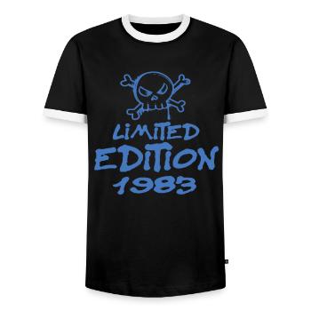 Limited Edition 1983 Birthday Born 1983 - Men's Ringer Shirt - black/white - Front - AI Model Female 172 light (172cm) & AI Model Male 178 light (178cm)