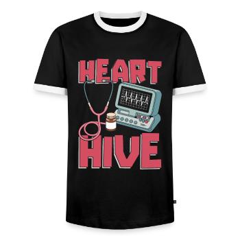 Cardiologist Team - Men's Ringer Shirt - black/white - Front - AI Model Female 172 light (172cm) & AI Model Male 178 light (178cm)