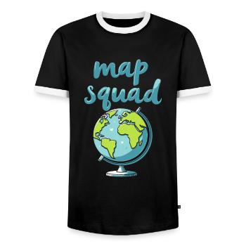 Geography Geographer Kader - Men's Ringer Shirt - black/white - Front - AI Model Female 172 light (172cm) & AI Model Male 178 light (178cm)