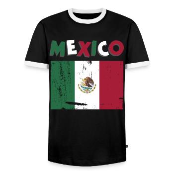Mexiko Mexico Mexikaner Geschenk Flagge Fußball - Männer Kontrast-T-Shirt - Schwarz/Weiß - Vorne - AI Model Female 172 light (172cm) & AI Model Male 178 light (178cm)