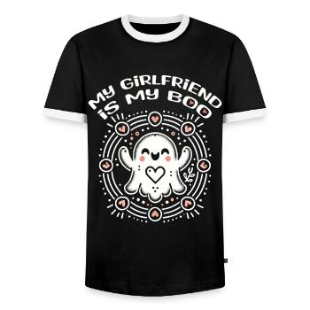 Meine Freundin Ist Mein Boo Liebe Geister - Männer Kontrast-T-Shirt - Schwarz/Weiß - Vorne - AI Model Female 172 light (172cm) & AI Model Male 178 light (178cm)