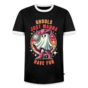 Les goules veulent juste s’amuser Retro Disco - T-shirt contrasté Homme - noir/blanc - Devant - AI Model Female 172 light (172cm) & AI Model Male 178 light (178cm)