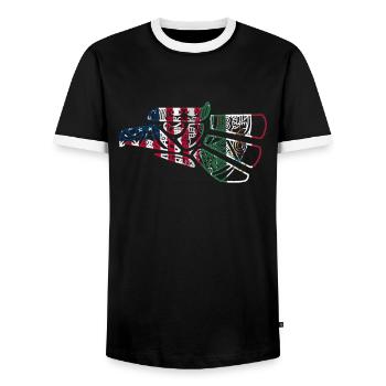 Mexiko Mexico Mexikaner Geschenk Flagge Fußball - Männer Kontrast-T-Shirt - Schwarz/Weiß - Vorne - AI Model Female 172 light (172cm) & AI Model Male 178 light (178cm)