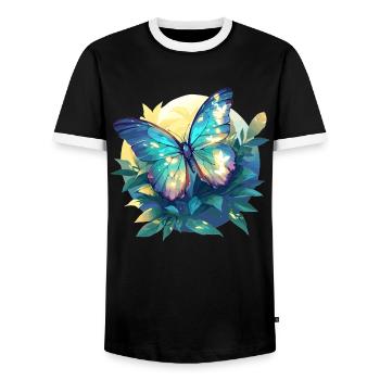 Butterfly Butterflies Butterfly - Men's Ringer Shirt - black/white - Front - AI Model Female 172 light (172cm) & AI Model Male 178 light (178cm)