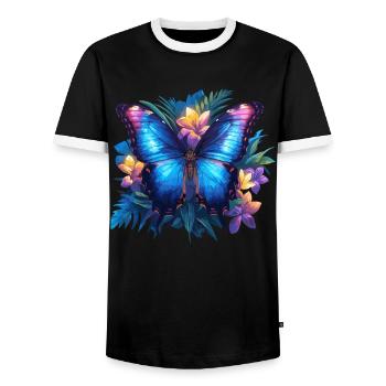 Butterfly Butterflies Butterfly - Men's Ringer Shirt - black/white - Front - AI Model Female 172 light (172cm) & AI Model Male 178 light (178cm)