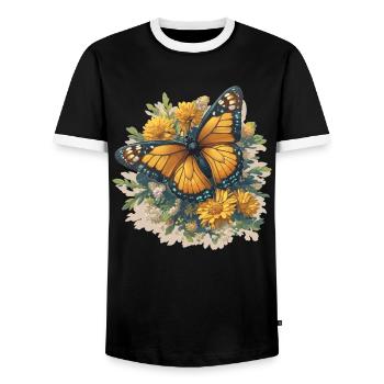 Butterfly Butterflies Butterfly - Men's Ringer Shirt - black/white - Front - AI Model Female 172 light (172cm) & AI Model Male 178 light (178cm)