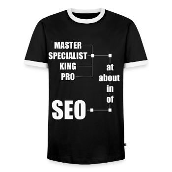 SEO - Marketing - T-shirt contrasté Homme - noir/blanc - Devant - AI Model Female 172 light (172cm) & AI Model Male 178 light (178cm)