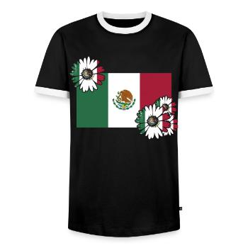 Mexique Mexique Cadeau mexicain Flag Football - T-shirt contrasté Homme - noir/blanc - Devant - AI Model Female 172 light (172cm) & AI Model Male 178 light (178cm)