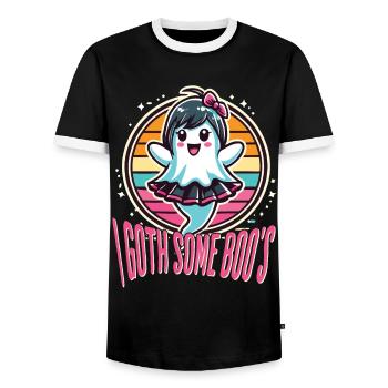 Halloween Goth Girl I Got Boo's - Men's Ringer Shirt - black/white - Front - AI Model Female 172 light (172cm) & AI Model Male 178 light (178cm)