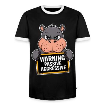 Warnung Passiv Aggressiv Nilpferd - Männer Kontrast-T-Shirt - Schwarz/Weiß - Vorne - AI Model Female 172 light (172cm) & AI Model Male 178 light (178cm)