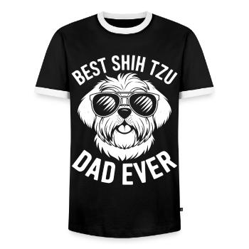 Shih Tzu Saying Dad Funny Shih Tzu Gift - Men's Ringer Shirt - black/white - Front - AI Model Female 172 light (172cm) & AI Model Male 178 light (178cm)