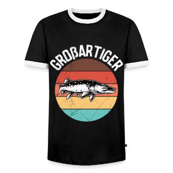 Hecht Angeln GROßARTIGER HECHT Lustiges Angler - Männer Kontrast-T-Shirt - Schwarz/Weiß - Vorne - AI Model Female 172 light (172cm) & AI Model Male 178 light (178cm)