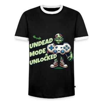 Manette de jeu Zombie : Mode Mort-vivant - T-shirt contrasté Homme - noir/blanc - Devant - AI Model Female 172 light (172cm) & AI Model Male 178 light (178cm)