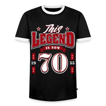 70. Geburtstag 1955 Legend 70 Jahre - Männer Kontrast-T-Shirt - Schwarz/Weiß - Vorne - AI Model Female 172 light (172cm) & AI Model Male 178 light (178cm)