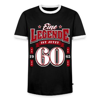 60e anniversaire 1965 Légende 60 ans - T-shirt contrasté Homme - noir/blanc - Devant - AI Model Female 172 light (172cm) & AI Model Male 178 light (178cm)