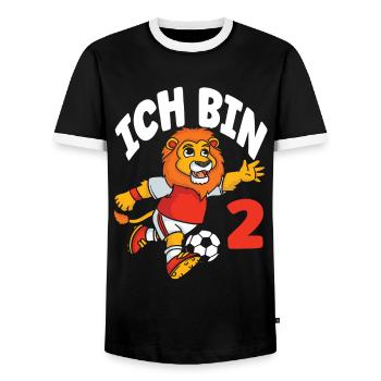 Funny Lion Football I'm 2 Children's Birthday - Men's Ringer Shirt - black/white - Front - AI Model Female 172 light (172cm) & AI Model Male 178 light (178cm)