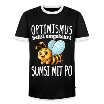 Optimismus Heißt Umgekehrt Sumsi Mit Po Lustiger - Männer Kontrast-T-Shirt - Schwarz/Weiß - Vorne - AI Model Female 172 light (172cm) & AI Model Male 178 light (178cm)