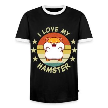 I Love My Hamster | Funny Hamster Saying | - Men's Ringer Shirt - black/white - Front - AI Model Female 172 light (172cm) & AI Model Male 178 light (178cm)