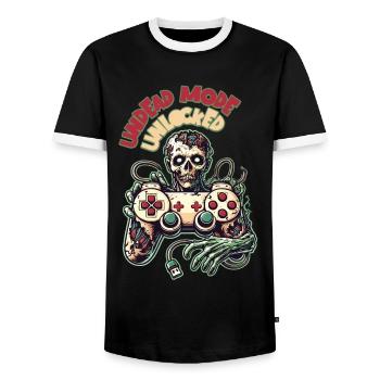 Manette de jeu zombie Mode mort-vivant - T-shirt contrasté Homme - noir/blanc - Devant - AI Model Female 172 light (172cm) & AI Model Male 178 light (178cm)