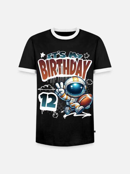 Astronaut 12th Birthday Football - Men's Ringer Shirt - black/white