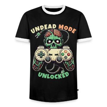 Manette de jeu Zombie : Mode Mort-vivant - T-shirt contrasté Homme - noir/blanc - Devant - AI Model Female 172 light (172cm) & AI Model Male 178 light (178cm)