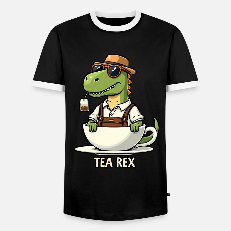 Tea Rex - Männer Kontrast-T-Shirt - Schwarz/Weiß