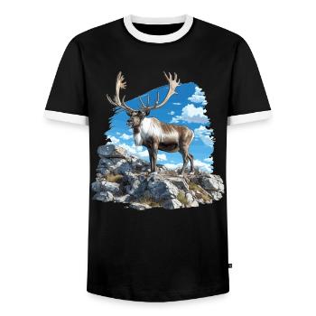 Caribou Karibus Karibu - Männer Kontrast-T-Shirt - Schwarz/Weiß - Vorne - AI Model Female 172 light (172cm) & AI Model Male 178 light (178cm)