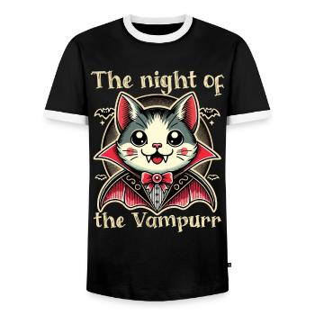 Kawaii Vampire Chat Nuit Du Vampire - T-shirt contrasté Homme - noir/blanc - Devant - AI Model Female 172 light (172cm) & AI Model Male 178 light (178cm)
