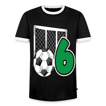 Fête d’anniversaire des enfants de football de 6 ans - T-shirt contrasté Homme - noir/blanc - Devant - AI Model Female 172 light (172cm) & AI Model Male 178 light (178cm)