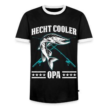 HECHT COOLER OPA Lustiges Hecht Angler Großvater - Männer Kontrast-T-Shirt - Schwarz/Weiß - Vorne - AI Model Female 172 light (172cm) & AI Model Male 178 light (178cm)