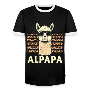 Alpapa Alpaka Lama Liebhaber Papa - Männer Kontrast-T-Shirt - Schwarz/Weiß - Vorne - AI Model Female 172 light (172cm) & AI Model Male 178 light (178cm)