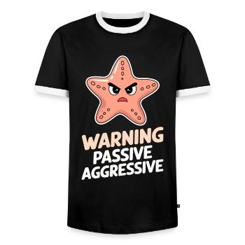 Warnung: Passiv Aggressiv Seestern Humor - Männer Kontrast-T-Shirt - Schwarz/Weiß - Vorne - AI Model Female 172 light (172cm) & AI Model Male 178 light (178cm)