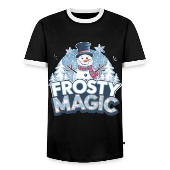 Frostiges Winterwunderland Urlaubssaison - Männer Kontrast-T-Shirt - Schwarz/Weiß - Vorne - AI Model Female 172 light (172cm) & AI Model Male 178 light (178cm)