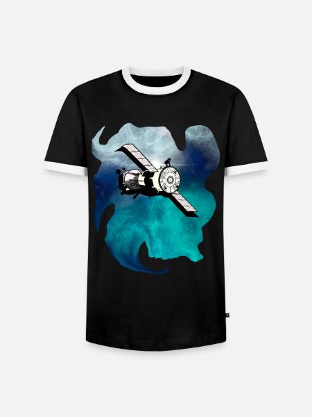 Weltraum Satellit - Männer Kontrast-T-Shirt - Schwarz/Weiß