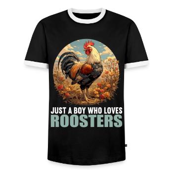Rooster Hähne Hahn - Männer Kontrast-T-Shirt - Schwarz/Weiß - Vorne - AI Model Female 172 light (172cm) & AI Model Male 178 light (178cm)