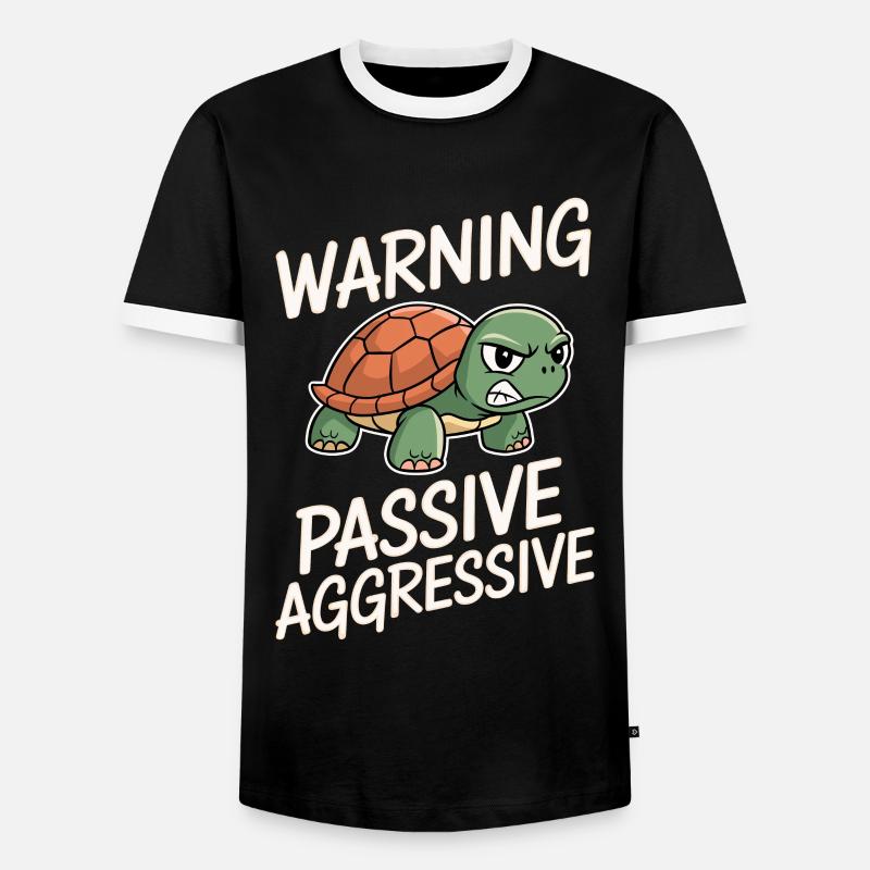 Warning Passive Aggressive Turtle - Men's Ringer Shirt - black/white