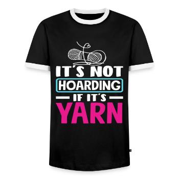 It's not collecting when it's knitting yarn - Men's Ringer Shirt - black/white - Front - AI Model Female 172 light (172cm) & AI Model Male 178 light (178cm)