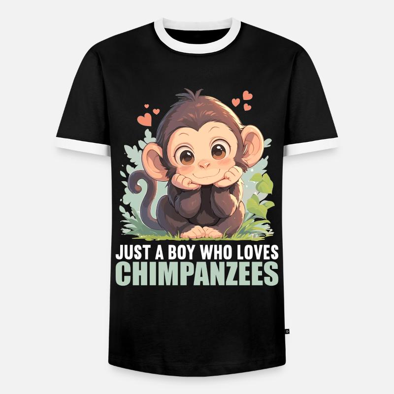 Chimpanzee Schimpansen Schimpanse - Männer Kontrast-T-Shirt - Schwarz/Weiß