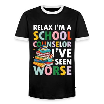 I'm a School Counselor - Männer Kontrast-T-Shirt - Schwarz/Weiß - Vorne - AI Model Female 172 light (172cm) & AI Model Male 178 light (178cm)