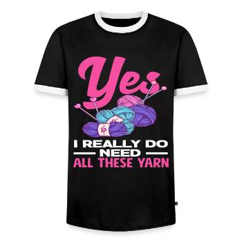 Ja Ich Brauche Diese Ganze Wolle Stricken - Männer Kontrast-T-Shirt - Schwarz/Weiß - Vorne - AI Model Female 172 light (172cm) & AI Model Male 178 light (178cm)