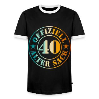 40ème Anniversaire Hommes Homme Vieux Sack 40 Ans - T-shirt contrasté Homme - noir/blanc - Devant - AI Model Female 172 light (172cm) & AI Model Male 178 light (178cm)