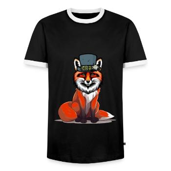 Tyrolean Alps Fox Foxes Austria Switzerland - Men's Ringer Shirt - black/white - Front - AI Model Female 172 light (172cm) & AI Model Male 178 light (178cm)