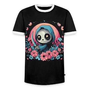 Kawaii Reaper Pastel Goth Cute Anime - Männer Kontrast-T-Shirt - Schwarz/Weiß - Vorne - AI Model Female 172 light (172cm) & AI Model Male 178 light (178cm)