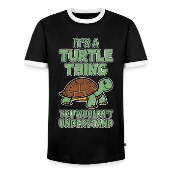 Schildkröte Spruch Lustiges Schildkröten Geschenk - Männer Kontrast-T-Shirt - Schwarz/Weiß - Vorne - AI Model Female 172 light (172cm) & AI Model Male 178 light (178cm)