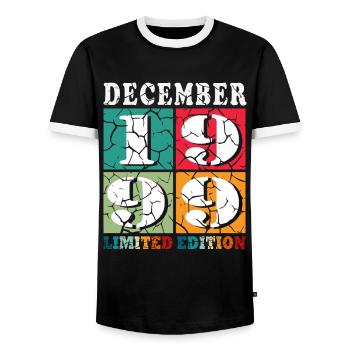 Décembre 1999 Anniversaire Décembre 1999 Décembre - T-shirt contrasté Homme - noir/blanc - Devant - AI Model Female 172 light (172cm) & AI Model Male 178 light (178cm)